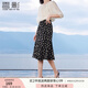 香影黑色雪紡碎花半身裙女2025夏裝新款絕美垂墜感遮胯高腰a字裙 黑花 M 160/84A/95-110斤