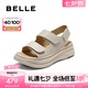 百麗（Belle）簡約休閑勃肯鞋女2025夏新商場同款厚底舒適涼鞋D9J2DBL5 米色 37 (235mm)