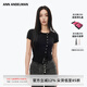 ANN ANDELMAN官方直營(yíng)不對稱(chēng)短袖修身小開(kāi)衫短袖修身毛針織外套女 黑色 S