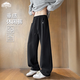 頂峰保羅（Dingfengbaoluo）男士秋季長(cháng)褲垂墜感復古潮流百搭直筒寬松闊腿衛褲WOL01黑色L