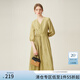 范思藍(lán)恩新中式輕國(guó)風(fēng)連衣裙女夏季七分袖V領(lǐng)氣質(zhì)長(zhǎng)裙子24FS12031 森林綠 L