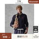 Teenie Weenie小熊男裝美式學(xué)院質(zhì)感軟糯保暖絞花針織半高領(lǐng)毛衣 藏青 L