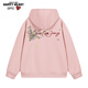 查爾斯桃心美式連帽套頭衛衣男女春秋季花卉?chē)狈麓汤C印花外套 粉紅色 L