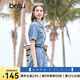 百圖betu女裝夏季新款連體褲復古水洗牛仔工裝連體褲女2404D05 牛仔色 L