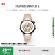 HUAWEI WATCH 5 42mm高端款爍金色904L不銹鋼表殼星云杏素皮復(fù)合表帶首創(chuàng)X-TAP智感窗鴻蒙eSIM通信手表
