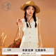 紫涵（ZIHAN）紫涵鏤空無(wú)袖針織馬甲女夏季法式度假風(fēng)復古鉤花開(kāi)衫馬夾 米金 M