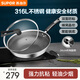 蘇泊爾（SUPOR）炒鍋家用316L不銹鋼防粘鍋煎炒鍋少油煙不易粘鍋燃氣電磁爐通用 【5人以上用-蜂窩雙面不粘】 34cm