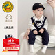 G.DUCKKIDS嬰兒少爺服春裝衣服學(xué)院風(fēng)連體衣滿(mǎn)月一周歲禮服百天宴男寶寶春秋 紳士V領(lǐng)純棉連體+帽子 90cm