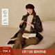 茵曼2025秋冬女裝新款英倫學(xué)院風(fēng)格子連帽雙面呢大衣復(fù)古毛呢外套  咖啡色 S
