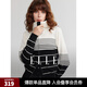 ELLE法式設(shè)計(jì)感條紋毛衣開衫女2024秋季新款慵懶高級(jí)感毛針織衫 黑白 S
