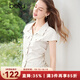 百圖betu女裝2025夏季新款襯衫小蓋袖對稱(chēng)抽繩設計短袖上衣女2504T58 杏色 S