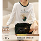 尚都比拉撞色圓領(lǐng)印花純棉長(zhǎng)袖t恤女春秋韓版百搭寬松上衣 白配綠 M 