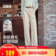森馬（Semir）休閑褲女純棉打褶闊腿褲腰帶秋復(fù)古磨毛長(zhǎng)褲顯腿長(zhǎng)101524127005A