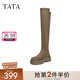 他她（TATA）厚底過膝長筒靴法式彈力美拉德女靴子冬新款WD804DC3 啡色 38