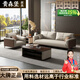 貴森堡（GUISENBAO）辦公室沙發(fā)茶幾組合現(xiàn)代簡(jiǎn)約接待會(huì)客大廳直排三人位頭層皮藝沙發(fā) 久坐防塌陷[加厚耐磨西皮款] 三人沙發(fā)