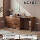 巴瑟實(shí)木梳妝臺斗柜一體臥室現代簡(jiǎn)約2025新款可轉角書(shū)桌床尾柜化妝桌 【實(shí)木加厚板材】120CM桌+120CM六斗柜