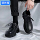 淇絲蔓男鞋2025新款夏季英倫風(fēng)黑色休閑皮鞋男士商務(wù)正裝大頭工作馬丁靴 黑色/ZXC*【36皮鞋】 【鞋墊】