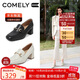 康莉（COMELY）羊皮樂福鞋女25年春季粗跟方頭通勤英倫小皮鞋 黑色 37(235mm) 