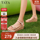 他她（TATA）絕美坡跟涼鞋女度假一字帶時(shí)裝涼鞋夏季7MY14BL4 金色 39