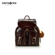 新秀麗（Samsonite）雙肩包25年新款秋季包包女士背包復古皮包NY4 巧克力