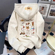 魯雅爾韓系流行重工刺繡狗狗連帽衛衣女春秋季復古可愛(ài)寬松百搭重磅外套 白灰色 常規款 L