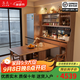 冬木實(shí)木餐桌餐邊柜一體靠墻柜子客廳置物柜靠墻折疊餐桌帶1.6米櫥柜 餐邊柜【單柜】-胡桃色 帶公牛電力軌道
