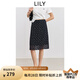 LILY2025夏新款經(jīng)典法式復古波點(diǎn)職業(yè)通勤百搭休閑直筒裙半身裙女 510黑 S