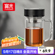 富光大容量高硼硅雙層玻璃杯帶茶隔加厚水杯子帶把泡茶杯辦公杯