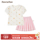 PawinPaw卡通小熊童裝夏季女童兒童針織百褶裙短裙套裝 Pink粉紅色/25 120 cm