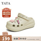 他她（TATA）洞洞鞋女防滑厚底2025秋季新款外穿包頭拖鞋涼鞋DWGN1BH4 杏色（7cm跟高） 39-40