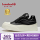 楓葉（leaveland）厚底增高板鞋男新品頭層牛皮一腳蹬懶人鞋男防滑透氣軟底丑萌鞋 黑色（皮鞋碼） 41
