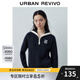 UR2025秋季新款女裝學(xué)院風(fēng)撞色刺繡翻領(lǐng)拉鏈針織衫UYY950018 墨藍 S