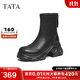 他她（TATA）喵爪靴2025秋冬百搭時(shí)裝靴女瘦瘦短靴新款彈力靴CEG07DZ5 黑色（絨里） 37
