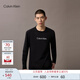 Calvin KleinJeans25秋季新款男士休閑通勤ck字母印花打底衫長袖T恤4RD867G UB1-太空黑 M