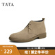 他她（TATA）男士靴耐磨舒適復古時(shí)尚沙漠靴加絨皮翻毛男靴休閑皮鞋VVX03DD2 駝色 42