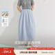 茵曼（INMAN）純棉府綢半身裙2025夏季女裝新款法式松緊腰寬松顯瘦氣質(zhì)裙子 淺藍色 M