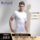 百富（BYFORD）男士圓領(lǐng)打底衫棉針織內衣短袖T恤男通勤打底上衣休閑汗衫MW8824 MW8824白色-圓領(lǐng)-有LOGO(推薦) M