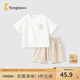 童泰（TONGTAI）嬰兒短袖套裝夏季薄款寶寶衣服男童女童pp褲網(wǎng)眼上衣T恤短褲 灰色 100 cm