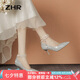 ZHR高跟鞋女優(yōu)雅尖頭細(xì)跟女鞋高級感珍珠綁帶水晶單鞋女 Y765銀色 38