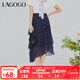 LAGOGO拉谷谷雪紡碎花半身裙女春夏季新款高腰不規則 混色(Y0) S 155/36