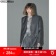 COCOBELLA高智感極簡(jiǎn)氣質(zhì)無(wú)領(lǐng)精紡西裝女通勤休閑西服外套SI69 灰色 M