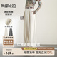 尚都比拉高腰顯瘦休閑褲女春秋氣質(zhì)高級感長(cháng)褲子寬松闊腿褲 杏白色 M 