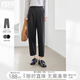 對(duì)白【微錐九分】灰色通勤西裝褲女2025秋新小個(gè)子直腿顯瘦休閑褲 經(jīng)典黑 L