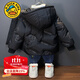 G.DUCKKIDS小黃鴨男童羽絨服秋冬季2025新款過年喜慶衣服兒童裝寶寶紅色外套 黑色白鴨絨羽絨服 100 S