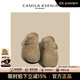 CAMILA KSENIA女士真皮包頭鞋2025年新款品牌時(shí)尚百搭平底懶人秋季外穿勃肯鞋子 淺卡其色 38