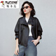 啄木鳥(niǎo)（TUCANO）港風(fēng)小皮衣外套女春秋新款小個(gè)子立領(lǐng)氣質(zhì)酷颯風(fēng)復古PU短款皮夾克 黑色【面料】 XL _116斤-130斤
