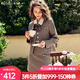 Olrain法式小香風(fēng)時(shí)尚套裝女秋秋復古設計感減齡兩件套 淺咖色 XL