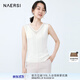 娜爾思（NAERSI）【經(jīng)典爆款】坑條透視v領(lǐng)秋夏季針織背心打底內搭女 白色 42/XL