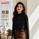 班尼路（Baleno）米色半高領加絨打底衫女2025新款內(nèi)搭德絨長袖t恤女裝上衣秋冬季