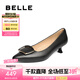 百麗（Belle）七夕禮物氣質(zhì)高跟單鞋女25秋新商場(chǎng)款羊皮尖頭單鞋D3N1DCQ5預(yù)售 黑色-寬版 37 (235mm)